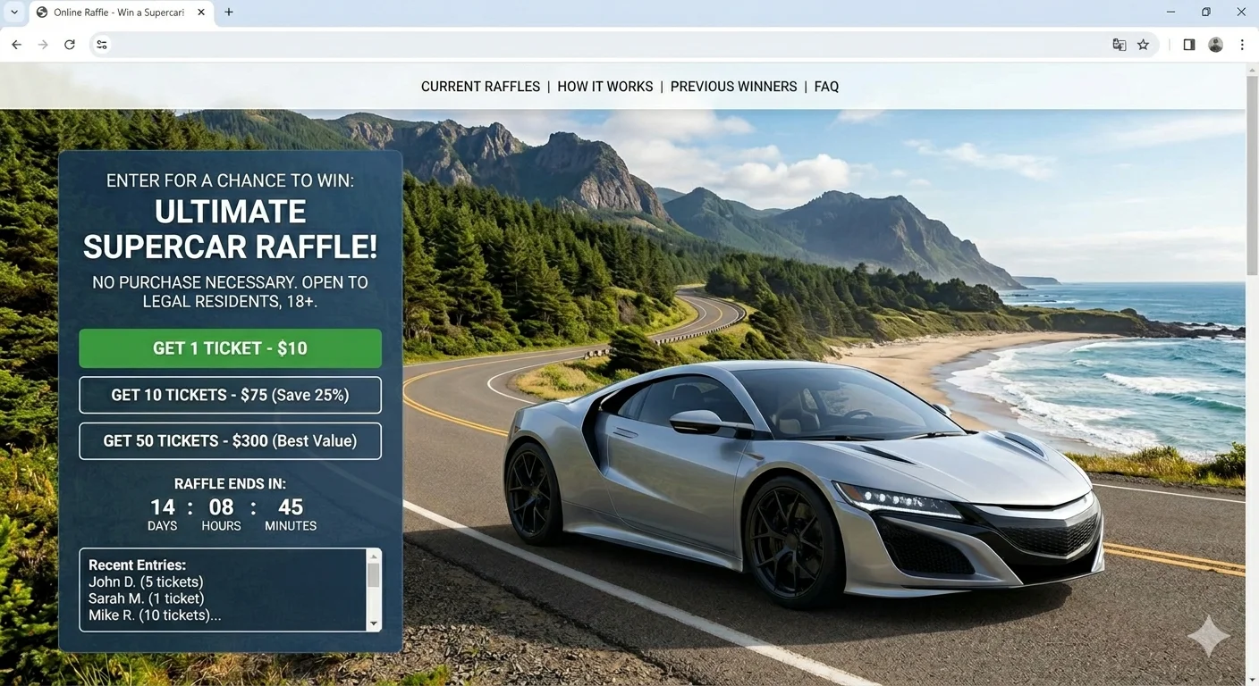 Supercar raffle hero